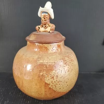 Western Cookie Jar Clay Cowboy Finial • $15