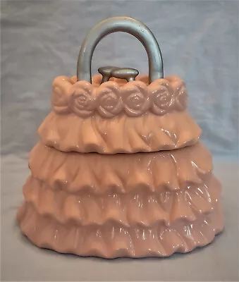 David's Cookies - Pink Ruffle Purse / Handbag Rose Flower Cookie Jar • $49