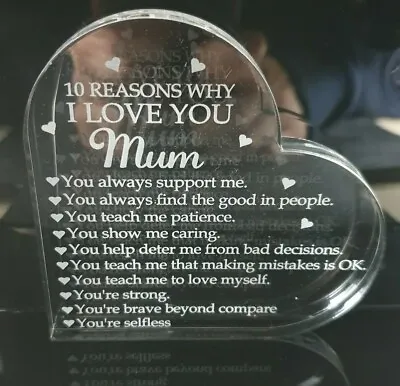 Personalised Mothers Day Gift Engraved Heart 10 Reasons Christmas You Mummy Mum • £8.29