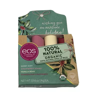 4 Eos Lip Balm Sweet Mint Strawberry Sorbet Vanilla Bean Pomegranate Rasberry • $11.57