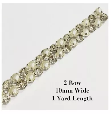 1 Yard Diamond And Pearl Ribbon Wedding Cake Trim Sewing Embellishments Decor UK • £4.19