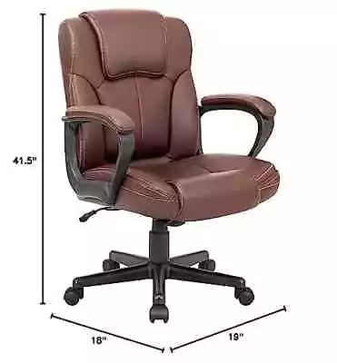 Executive Office Chair Mid Back Swivel Computer Task Ergonomic Leather-Padded D • $112.78