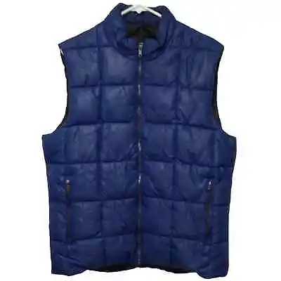 H&M ~ Men’s Blue With Black Full Zip Puffer Vest With Zip Pockets ~ Size 44R • $16.99