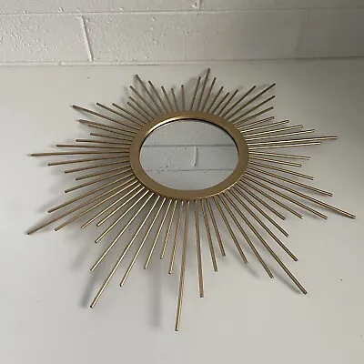 Round Gold Sunburst 20” Modern Retro Wall Mirror Hanging Wall Art Room  Decor • $35