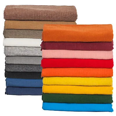 £9.95 • Buy Jersey Fabric Rib Knit 4x2 Ribbed Dressmaking Stretch Material 19 Fashion Colors