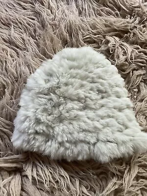 Yves Salomon White Rabbit Fur Beanie • $39