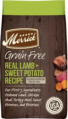 Merrick Grain-Free Dry Dog Food Real Lamb & Sweet Potato Recipe 22lb • $48.49