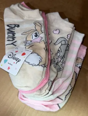 Disney BAMBI THUMPER BUNNY VALENTINES DAY WOMENS SOCKS 5 PAIR NO SHOW NEW • £14.41