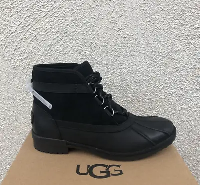 Ugg Greda Black Leather/ Wool Waterproof Duck Boots Women Us 7/ Eur 38 ~new • $104.95