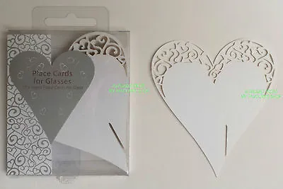 HEART-SHAPED PLACE CARDS FOR GLASSES (10 Cards Per Pack) • £1.99