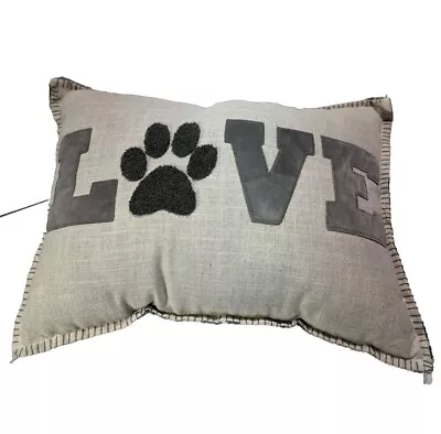 Decorative Pillow Love Puppy Luv Dog Paw Print Light Grey Gray Couch Chair Bed • $23.09