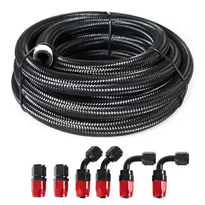 5/8  20FT Hose Nylon Stainless Steel Braided CPE Oil Fuel Line 10AN Fittings Kit • $43.69