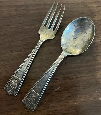 Rare Antique Webster Sterling Silver Abc Alphabet Nursery Rhyme Baby Fork Cat • $55