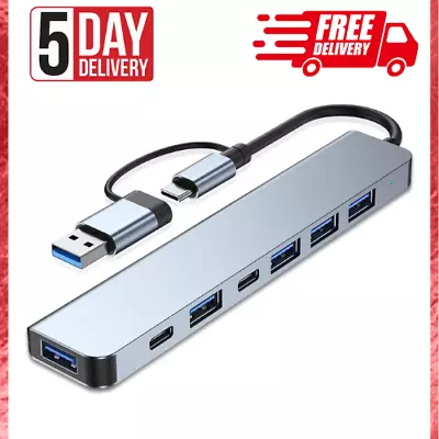 7 In 1 USB C Hub With USB 3.0 5Gbps Fast For Laptop Desktop MacBook Mobile Home • $15.80