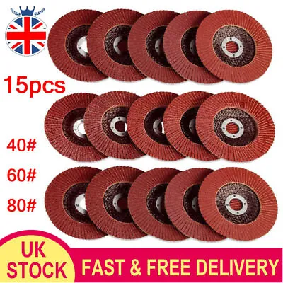 15pcs Flap Grinding Sanding Discs 4.5  115mm 40 60 80 Grit Angle Wheel Discs Uk • £8.95