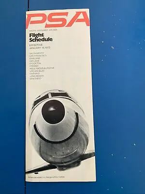 PSA Pacific Southwest Airlines Flight Schedule Effective January 15 1973 • $7.50