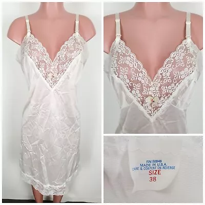 $38.99 • Buy Vintage Sliperfection Sissy 38 Nylon Full Slip Nightgown Lace Bodice White