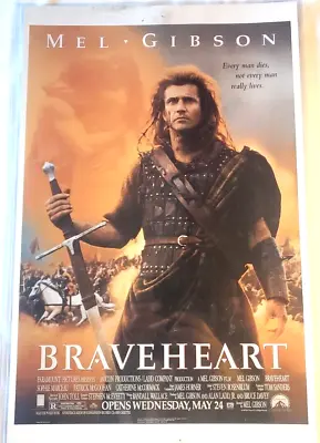 Braveheart Movie Poster Mel Gibson Lobby Promo Vintage 1995 Inspirational • $12.07