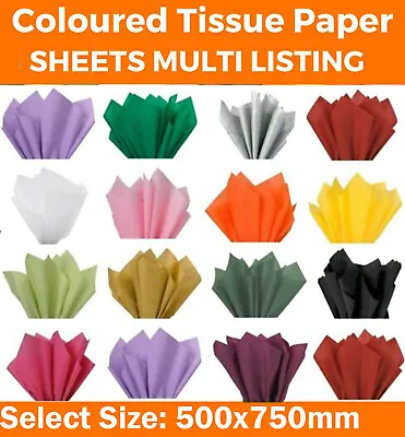 Coloured Acid Free Tissue Paper Quality Sheets Large 500 X 750mm Gift Wrapping • £1.99