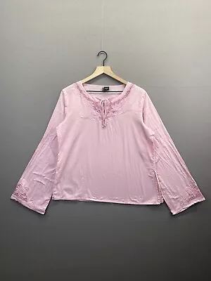 Passport Womens Pink Blouse Beaded Long Sleeve Scoop Neck Size X-Large. • $15