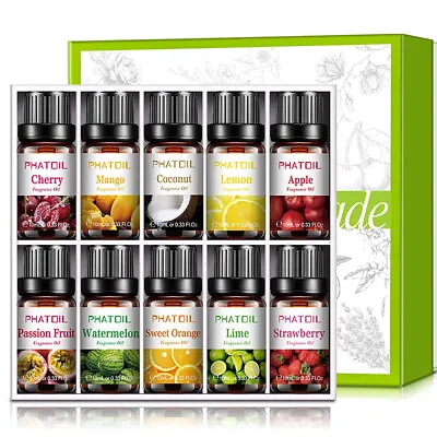$21.19 • Buy 10x 10ml Fruit Fragrances Oils Essential Oil Set For Diffuser,Candle,Soap Making