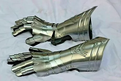 £88.16 • Buy Halloween 18 Guage Steel Medieval Knight Battle Pair Of Gauntlets Armor GF18
