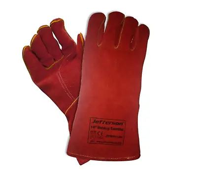 Welding Gloves Heat Resistant 14'' BBQ/Oven/MIG/TIG Welder Welder Gauntlets • £8.62