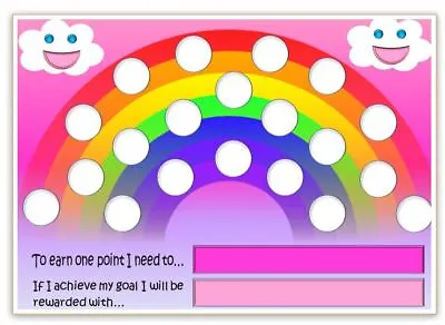 MAGNETIC -RAINBOW- Points Reward Chart-Behaviour-Goals-ChorES- FREE Pen/stickers • £4.67