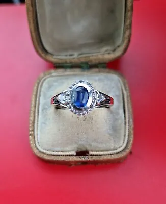 Sapphire And Diamond Ring Set In Hallmarked Silver Fabulous • $125.06