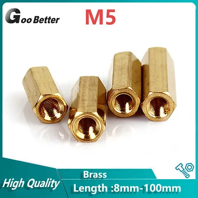 £1.60 • Buy M5 Brass Female Threaded Standoff Spacer Hexagon Connector Nuts Long Nuts Pillar