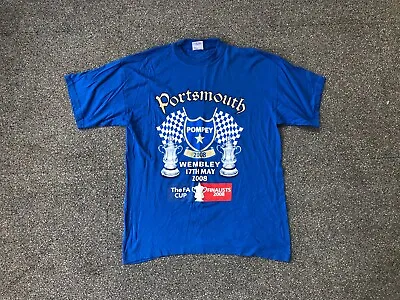 Portsmouth - 2008 - Fa Cup Final Shirt - Size Large - Heavy Cotton • £17.50