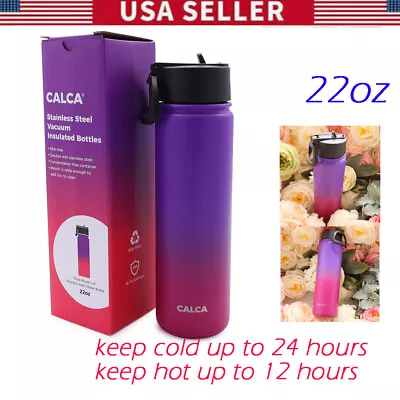 US Stock CALCA 22oz Wide Mouth Lid Stainless Steel Water Bottle Portable Outdoor • $7.99