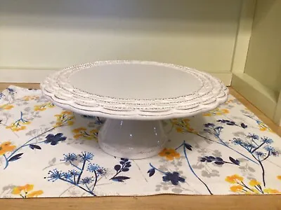 Figi Ceramic White Washed Cake/Dessert Stand • $22