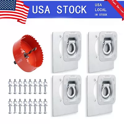 4xRecessed D-Ring & Backing Plate & Hardware Tie Down Truck Trailers Anchors  US • $39.99