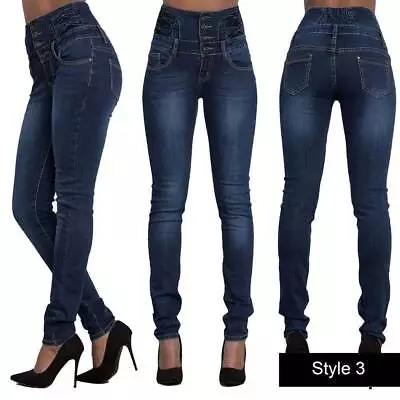 Plus Size Womens Ripped Denim Pants Jeans Ladies Stretchy Fit Skinny Leggings • £18.69