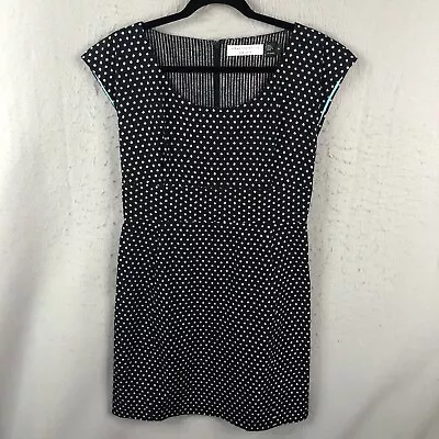 Charles Nolan Dress Womens 10 Black White Shift 100% Cotton Classy Versatile • $15.98