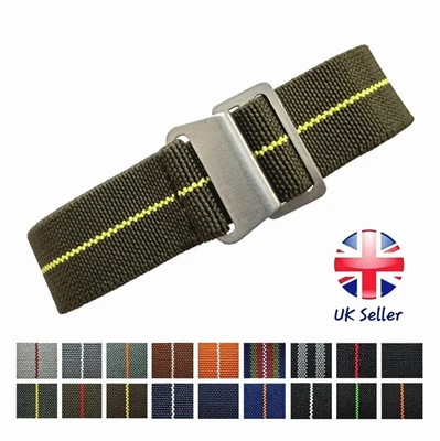 Watch Strap Elastic Marine Nationale NATO Parachute Nylon MOD Band 18 20 22 Mm • £8.95