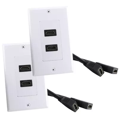 HDMI Wall Plate (2 Port) Built-In Flexible Hi-Speed HDMI Cable With 4K Video 2PC • $23.89