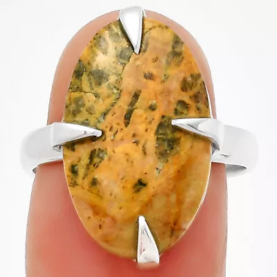 Natural Moroccan Yellow Jacket Jasper 925 Silver Ring S.8 Jewelry R-1305 • $8.99