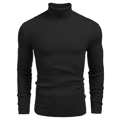 Mens Winter Turtleneck Jumper Tops Sweater Knitted Warm Long Sleeve Slim Shirts • $21.45