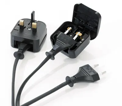 £5.75 • Buy 2 Pole Euro Europe EU Plug To 3 Pin UK Plug Fused Converter Mains Socket Adapter