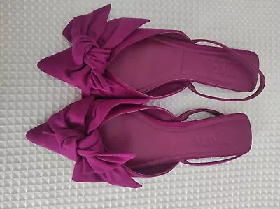 ZARA Women's Fuchsia Pointed Toe Slingback Flats New EUR 36 US 6 • $21