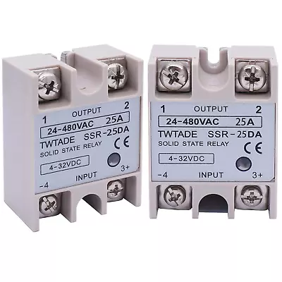 2PCS SSR-25 DA 25A 3-32V DC / 24-380V AC SSR Single Phase Solid State Relay Ssr- • $21.36