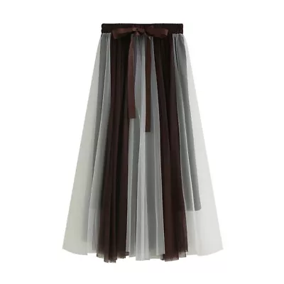 New Mid-length Mesh Skirt Long Skirt Patchwork Mesh Skirt • £16.99