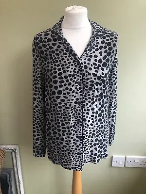 £29.99 • Buy Equipment Grey Black Leopard Print 100% Silk Shirt Size Medium 12 14 Button Up