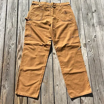 Carhartt Men's Loose Fit Washed Duck Utility Work Pants 42 X 34 Brown B11 • $28.04