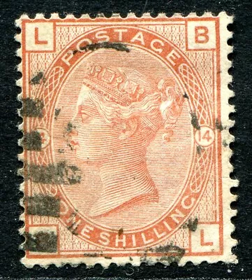 (621) Very Good Lightly Used Sg163 Qv 1/- Orange Brown Plate 14 • £0.99