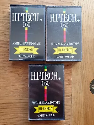 3 Used Blank Cassette Tapes Hi-Tech C60 Hi Energy • £10