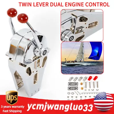 Top Mount Dual Twin Lever Marine Boat Engine Control Throttle Gear Shift 33C • $153.90