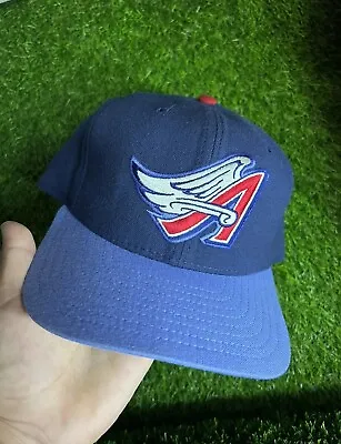 Vintage Anaheim Angels MLB New Era Snapback Hat Winged Logo Cap Blue • $39.99